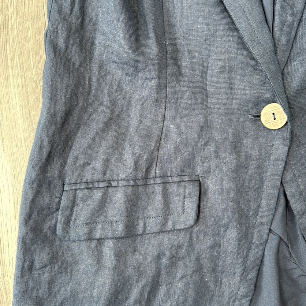 Linen Ellen Tracy Navy Tailored Vest Top - Picture 3 of 5